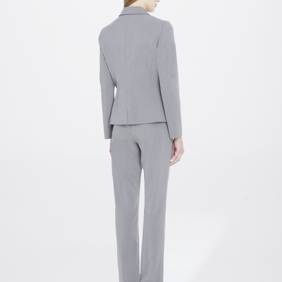 Tahari Peak-Lapel Bi-Stretch Pantsuit Heather Grey - Picture 2 of 2